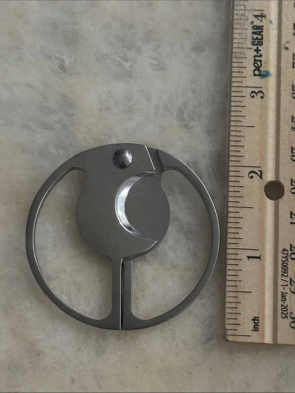 Stainless Silver Metal Cigar Cutter - Crescent Design